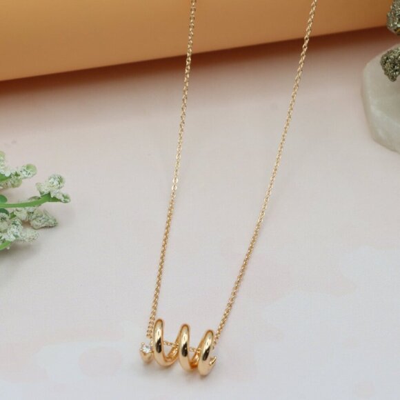 Minimal Spiral Pendant Rose Gold Necklace, XPNL0221 - Picture 8 of 13